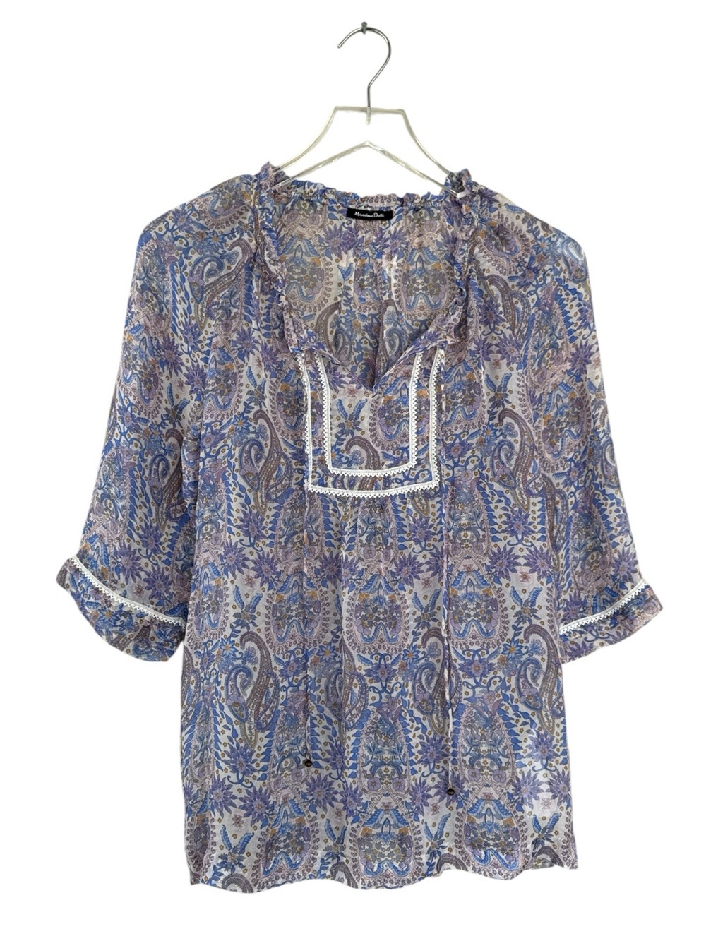 Massimo Dutti 100% Silk Paisley Peasant Blouse | Women’s US 4 (EUR 36)